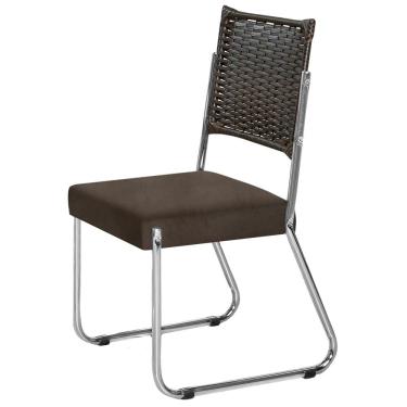 Imagem de Cadeira Aço Nobre Cláudia com Assento Estofado em Aminale - Marrom
