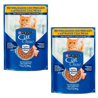Imagem de Kit 2 Cat Chow Sachê para Gatos Adultos Castrados Sabor Peixe 85 g