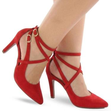 Imagem de Sapato Scarpin Bico Fino Palmilha Confort Feminino P38 - Re&Ton, Verme