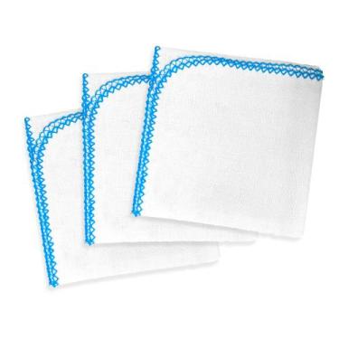 Imagem de Kit com 5 Fraldas de Ombro Quadriculada Dupla 100% Algodão com Crochê 