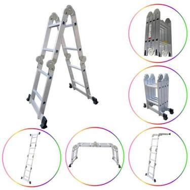 Imagem de Escada de Alumínio Multifuncional 4x2 - 8 Degraus - 2,29m Ex - LinhaEv
