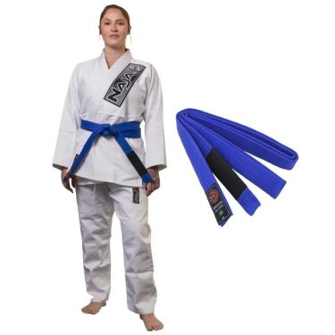 Imagem de Kimono Jiu Jitsu Adulto Trançado Reforçado Brave White Naja Com Faixa-Unissex