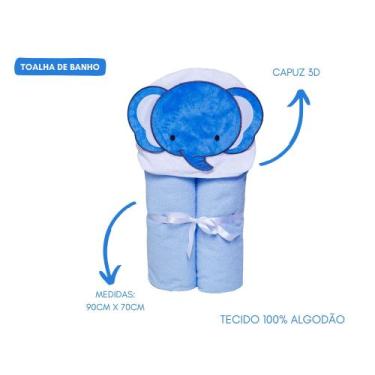 Imagem de Toalha de banho infantil bebê felpuda com capuz 3d-enxoval - PAPI, ELE