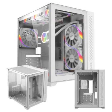 Imagem de Gabinete Gamer Pcyes Forcefield White Ghost Mid Tower  Lateral/Frente 