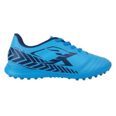 Imagem de Chuteira Society OXN Track 3 Fit Infantil, 34, Azul claro
