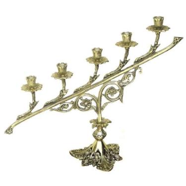 Imagem de Castiçal Candelabro 5 Velas 55 Cm Bronze Decoração - Wilmil