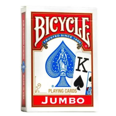 Imagem de Baralho bicycle jumbo index vermelho magica cartas jogo poker