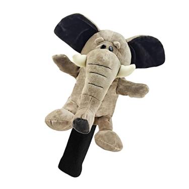Imagem de Newmind Capa para cabeça de taco de golfe novidade macia de madeira animal motorista, capa protetora universal, à prova de poeira, portátil, divertida para mulheres e homens golfistas - Elefante