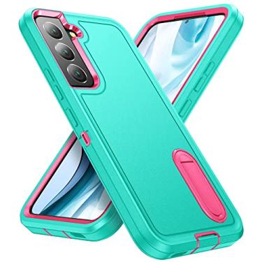 Imagem de para Samsung Galaxy S22 Ultra Case com Kickstand 3 Camadas de Proteção Military Grade Shockproof Heavy Duty Protective Case,Blue and Pink,for Galaxy S22 Plus