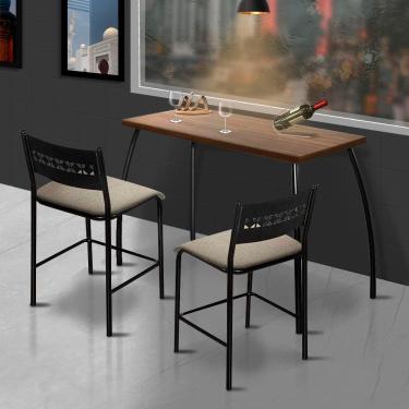 Imagem de Conjunto Mesa Bistro Aço Nobre Fit Flora Assento Bege