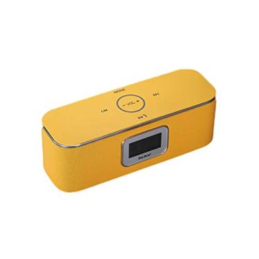 Imagem de Alto-falante Bluetooth com alto-falante duplo estéreo para baixo pesado sem fio com microfone para família ao ar livre, amarelo