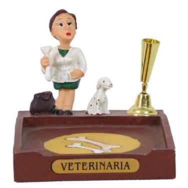 Imagem de Miniatura Veterinária De Resina Com Porta Caneta E Papel 8Cm