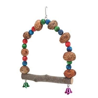 Imagem de Pokerty9 Papagaios balançando, poleiro, brinquedo de balanço inofensivo de pássaro de nozes para calopria, para periquitos, P