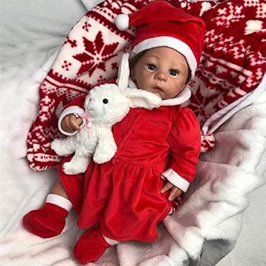 Imagem de Boneca bebe Reborn,Bonecos Renascidos Boneca de Silicone menina Realista,20 Polegadas de 50 cm Boneca de Natal Fofa Completa de Vinil de Silicone Macio Boneca Recém-nascida,5,menina