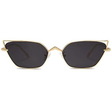Imagem de SOJOS Óculos de sol pequenos cateye fashion estreito divertido moderno retangular Sunnies SJ1127, Dourado, preto, cateye