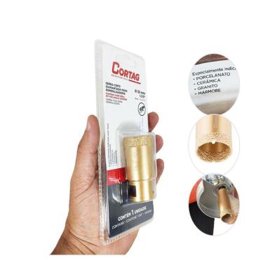 Imagem de Serra Copo Diamantada para Esmerilhadeira corte Mármore Granito Cerâmica e Porcelanato 35mm CORTAG