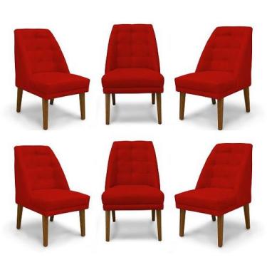 Imagem de Kit 6 Cadeiras De Jantar Paris Suede Vermelho - Meular Decor - Meu Lar
