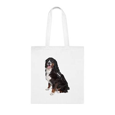 Imagem de Sacola Bernese Mountain Dog, presente para cachorro da montanha Bernese, aniversário de cachorro da montanha Bernese bolsa de ombro para cachorro da montanha Bernese, bolsa reutilizável para cães da montanha Bernese, Branco