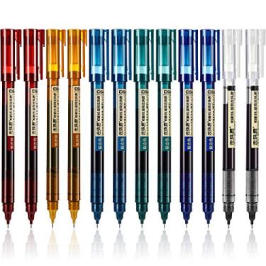 Imagem de Frienda 12 canetas esferográficas japonesas de 0,5 mm de secagem rápida, tinta líquida, escrita suave para escritório, estudantes, material escolar (cores chiques)