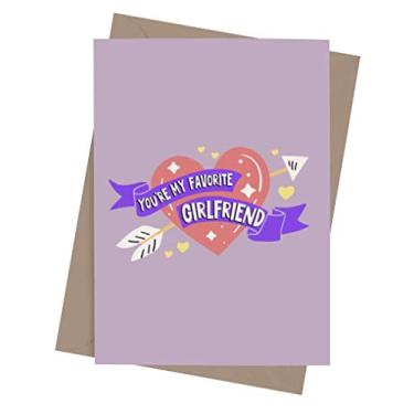 Imagem de Cartão engraçado para namorada com envelope | Cartão original e exclusivo para aniversário, Natal, dia dos namorados | Cartão de parabéns incrível para ela | Namorada favorita