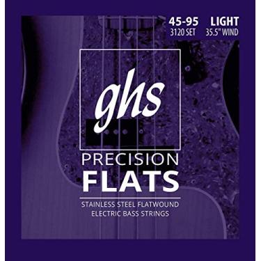 Imagem de GHS Strings Escala média, planos de precisão de graves de 4 cordas, aço inoxidável, enrolamento de 90 cm, leve (45-95) (3120)