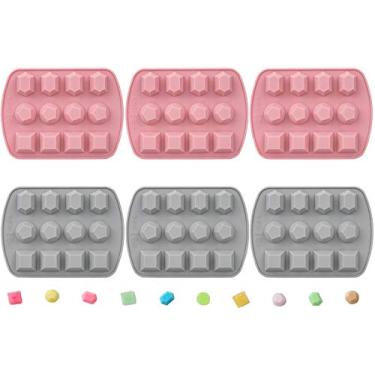 Imagem de Pacote com 6 moldes de gemas de silicone da Nicunom, 12 bandejas de cubo de diamante para fazer gelatina, doces, chocolate, decoração de bolos, moldes de gelo, artesanato