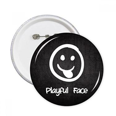 Imagem de Rosto brincalhão branco bonito bate-papo feliz alfinetes redondos crachá botão decoração acessório 5 peças