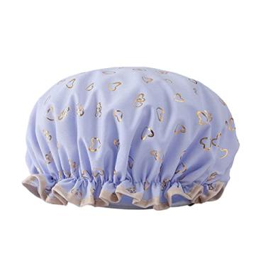 Imagem de Impressão Na Touca De Banho De Banho De Banheira Touca De Banho Com Faixa Elástica De Dupla Camada Reutilizável À Prova D'água Para Chuveiro De Salão De Spa Para Spa