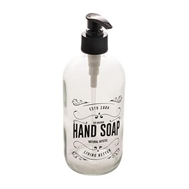 Imagem de PORTA SABONETE LÍQUIDO DE VIDRO C/PUMP DE PLÁSTICO PRETO 490ml