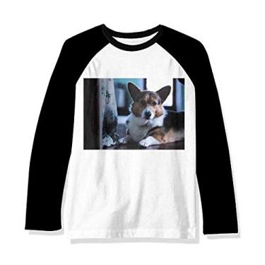 Imagem de Corgi Dog Pet Animal Lonely Picture Camiseta de manga comprida Raglan, Multicor, M