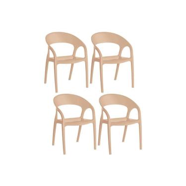 Imagem de Kit 4 Cadeiras de Cozinha Glass Plus UZ8004 4 Un Freijó/Suede Capuccino - Kappesberg