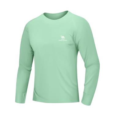 Imagem de Camiseta masculina com proteção solar UV FPS 50+, manga comprida, Rash Guard, corrida, natação, secagem rápida, leve, Verde, M