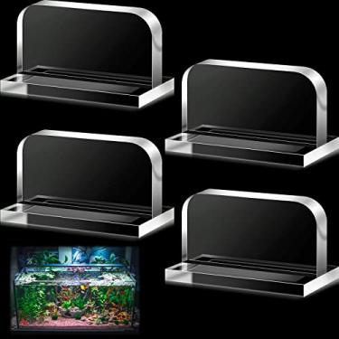 Imagem de Qunclay 4 peças de alças de tampa de aquário acrílico transparente alças de tampa de tanque de peixes adesivo alça de substituição para tampa de aquário de peixes, 6 x 4 cm