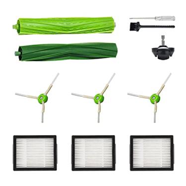 Imagem de Acessórios de peças de reposição para aspirador de pó iRobot Roomba i7 j7 i6 i8 i3 i4 i1 e5 e6 I E Series Inclui 1 pacote de escova de rolo, roda de rodízio frontal e 3 pacotes de filtro, escova