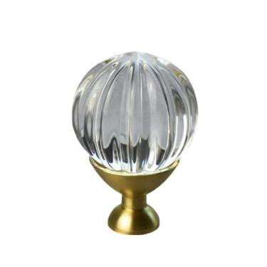 Imagem de Maçaneta de cristal acrílico para porta de móveis, guarda-roupa, gaveta, puxador de armário de cozinha, ouro, botão de bola de cristal, 1