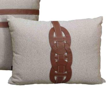 Imagem de Almofada 40x50 Helen Marrom Couro Natural Toque de Arte