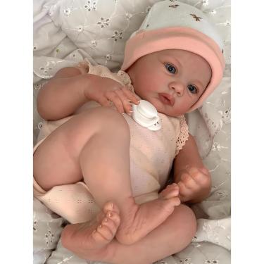 Imagem de SHENGX Bebe Reborn Realista,19" Silicone Realista Bebe,Pesa Cerca de 2,4 Libras,Reborn Realista Recem Nascido,Vem com roupas de boneca, mamadeiras, chupetas, etc.,2Corpo De Pano