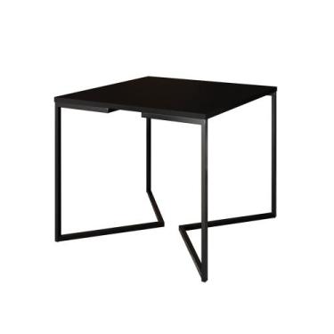 Imagem de Mesa Jantar Industrial Quadrada Preta 90cm Base V Ferro Preto - CASA P