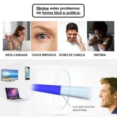 Imagem de Óculos Anti Luz Azul Descanso Para Computador TV Celular Masculino e F