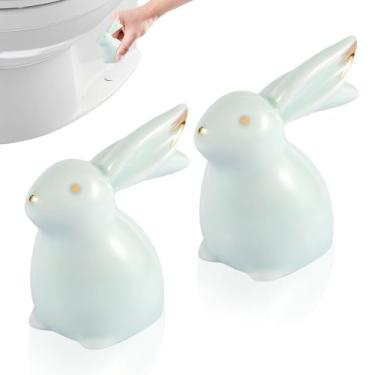 Imagem de 2 peças de tampas de parafuso de vaso sanitário, tampas de parafuso de vaso sanitário de cerâmica em forma de coelho tampas de tampa de parafuso de vaso sanitário decorativas para decoração de