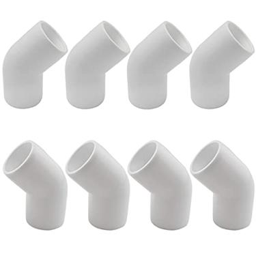 Imagem de SDTC Tech Pacote com 8 conectores de tubulação de grau de mobiliário de 45 graus cotovelo de 1/5.1 cm para prateleira de PVC DIY estrutura de suporte de jardim estrutura de armazenamento