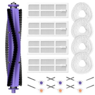 Imagem de Acessórios de peças de reposição compatíveis com Narwal Freo Robot Vacuum 1 escova de rolo, 4 filtros HEPA, 4 almofadas de esfregão, 6 escovas laterais, pacote com 15