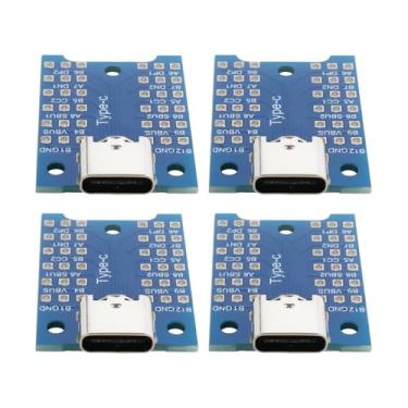 Imagem de eMagTech 4 peças de placa adaptadora USB-C USB 3.1 tipo-C fêmea placa adaptador tipo C placa breakout placa PCB para depuração, solução de problemas e teste de função