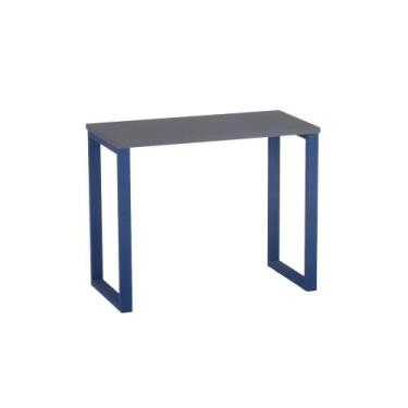 Imagem de Mesa Home Office Tubular P25 Pandin 90 CM Grafito e Azul Del Rey