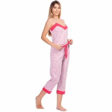 Imagem de Pijama Feminino Capri Calça Pescador Listrado Floral Linha Noite - Pri