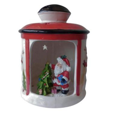 Imagem de Lanterna Natalina 17,5cm Cerâmica C/ Led Pisca Papai Noel/Árvore SALDÃ