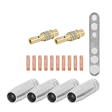 Imagem de 17pcs MB 15AK MIG Soldagem Tocha Acessórios, Contato Ponta Titular, Cônico Bocal Escudo Copo, Cobre Material, 0.8mm Contato Ponta Tamanho, para MB 15AK MIG Soldagem Tocha (17pcs)