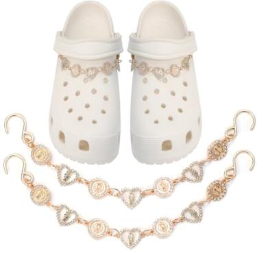 Imagem de CIKKITZ Corrente de sapato brilhante para sandálias de tamanco, 2 peças de pingentes de corrente de metal para mulheres, lindos pingentes de decoração de sapatos DIY para lembrancinhas de festa,