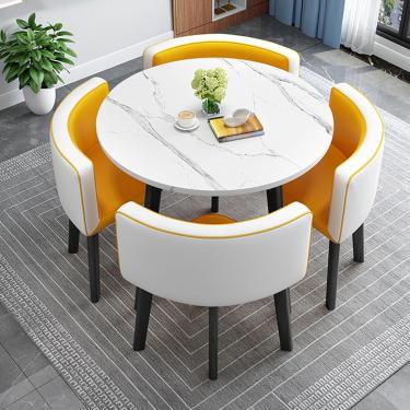 Imagem de Conjunto de mesa e cadeira de bar de café da manhã, mesa redonda de jantar, assento macio para encosto, móveis de estilo moderno, café, cozinha, móveis que economizam espaço, mesas de conferência de
