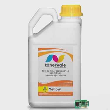 Imagem de Toner Refil + 8 Chip Toner TankFull Para Samsung CLT-Y506L Amarelo - CLP-680ND CLX-6260FR de 1kg